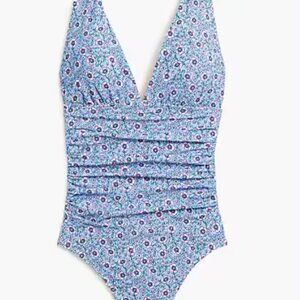 NEW J. Crew Ruched Plunge One Piece Swimsuit M 8-10